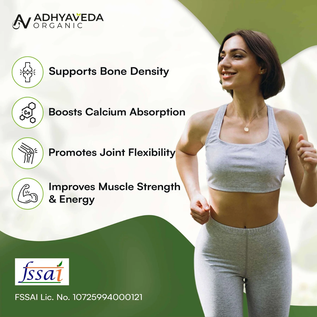 Adhyaveda Calcium Magnesium Zinc | Plant-Based Daily Nutrition Supplement | With Vitamin D3, B12, K2 & Botanical Blend | Sugar-Free | 120 Tablets