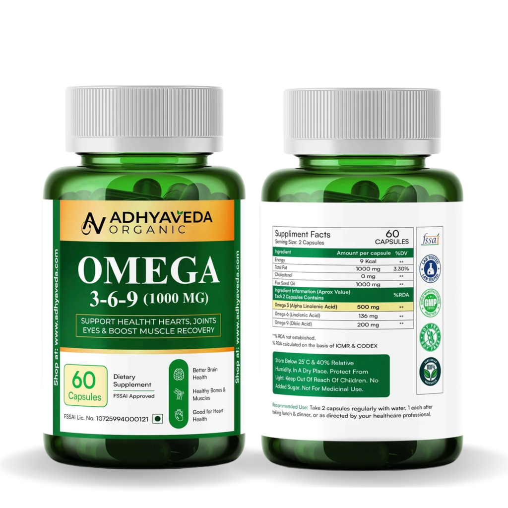 Adhyaveda Joint & Essential Wellness Combo | Plant-Based Omega 3-6-9 & Daily Nutrition Support | 120 Tablets & Soft Capsules