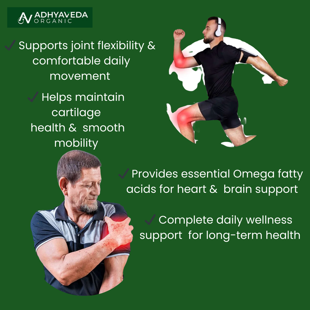 Adhyaveda Joint & Essential Wellness Combo | Plant-Based Omega 3-6-9 & Daily Nutrition Support | 120 Tablets & Soft Capsules