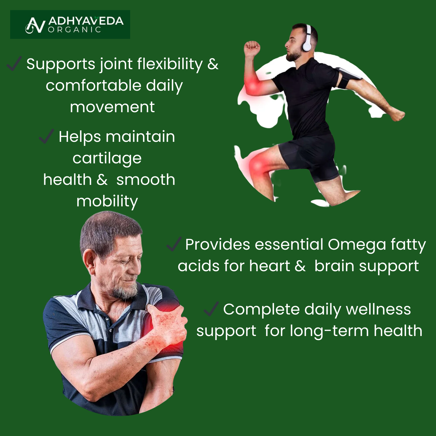 Adhyaveda Joint & Essential Wellness Combo | Joint Support + Omega 3-6-9 | Mobility & Daily Nutrition Support | 120 Tablets & Capsules