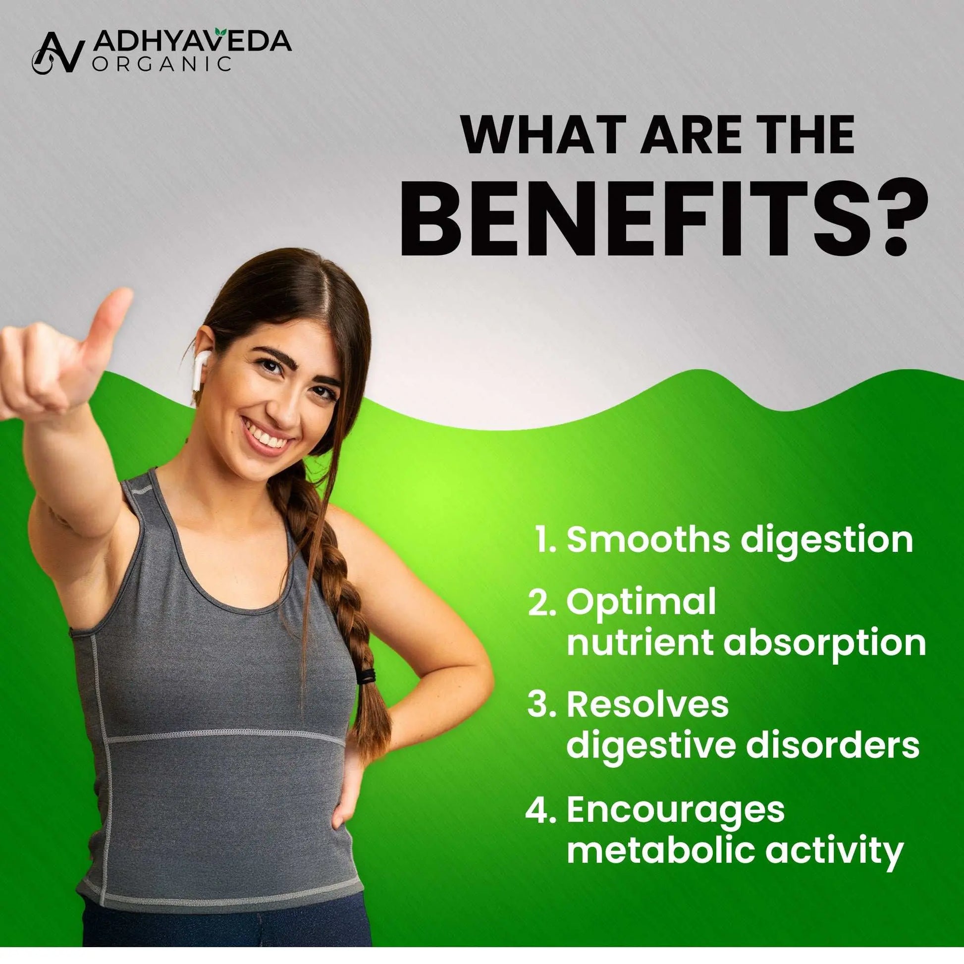 Adhyaveda Digestive Enzyme | Gut Health, Nutrient Absorption & Relief from Gas, Bloating & Indigestion | Sugar-free | 120 Capsules - Adhyaveda