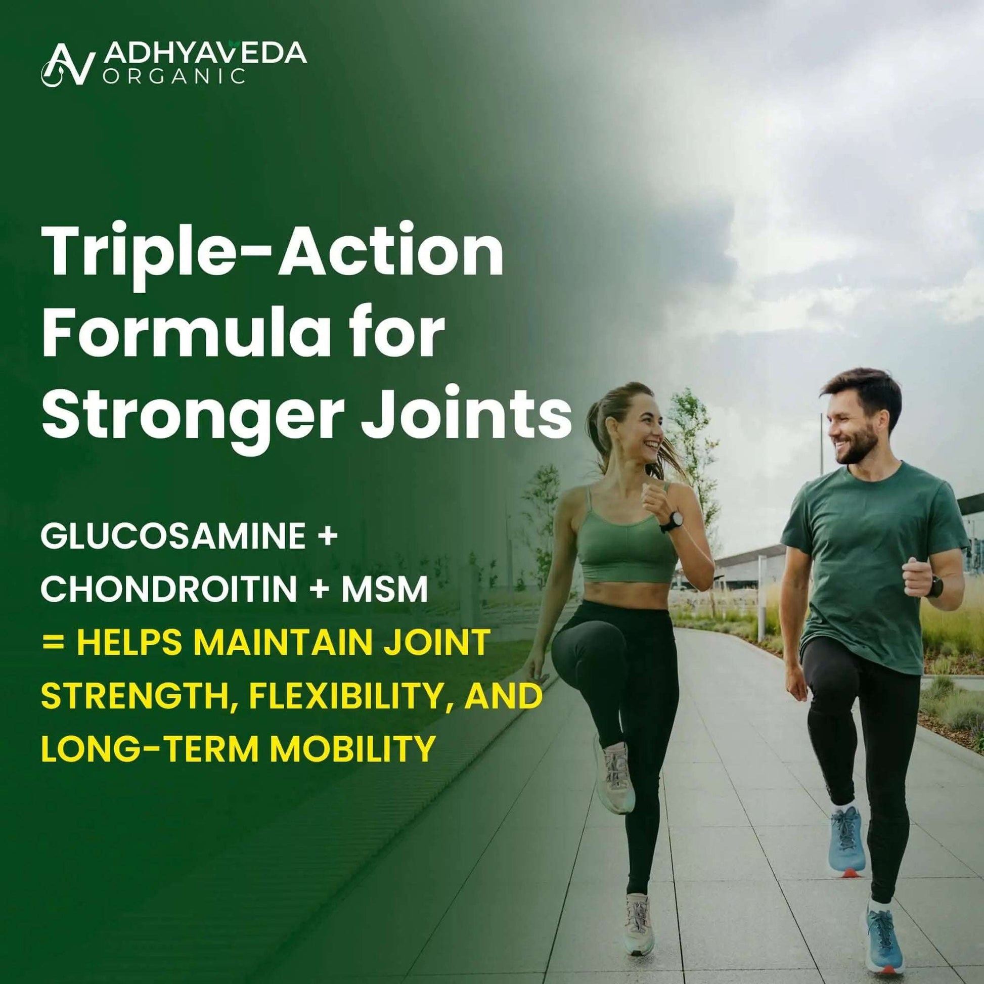 Adhyaveda Joint Support | Glucosamine, MSM, Collagen, Boswellia & Turmeric | Flexibility & Pain Relief Supplement | 120 Tablets - Adhyaveda