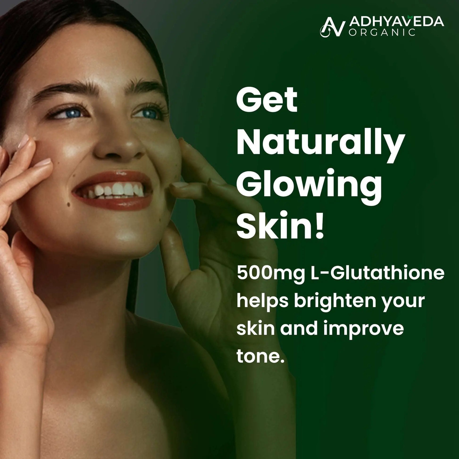 Adhyaveda L-Glutathione | Vitamin C, Amla, Grape Seed & Zinc | Skin Brightening, Antioxidant | 120 Vegan Capsules | Cellular Detox Formula - Adhyaveda