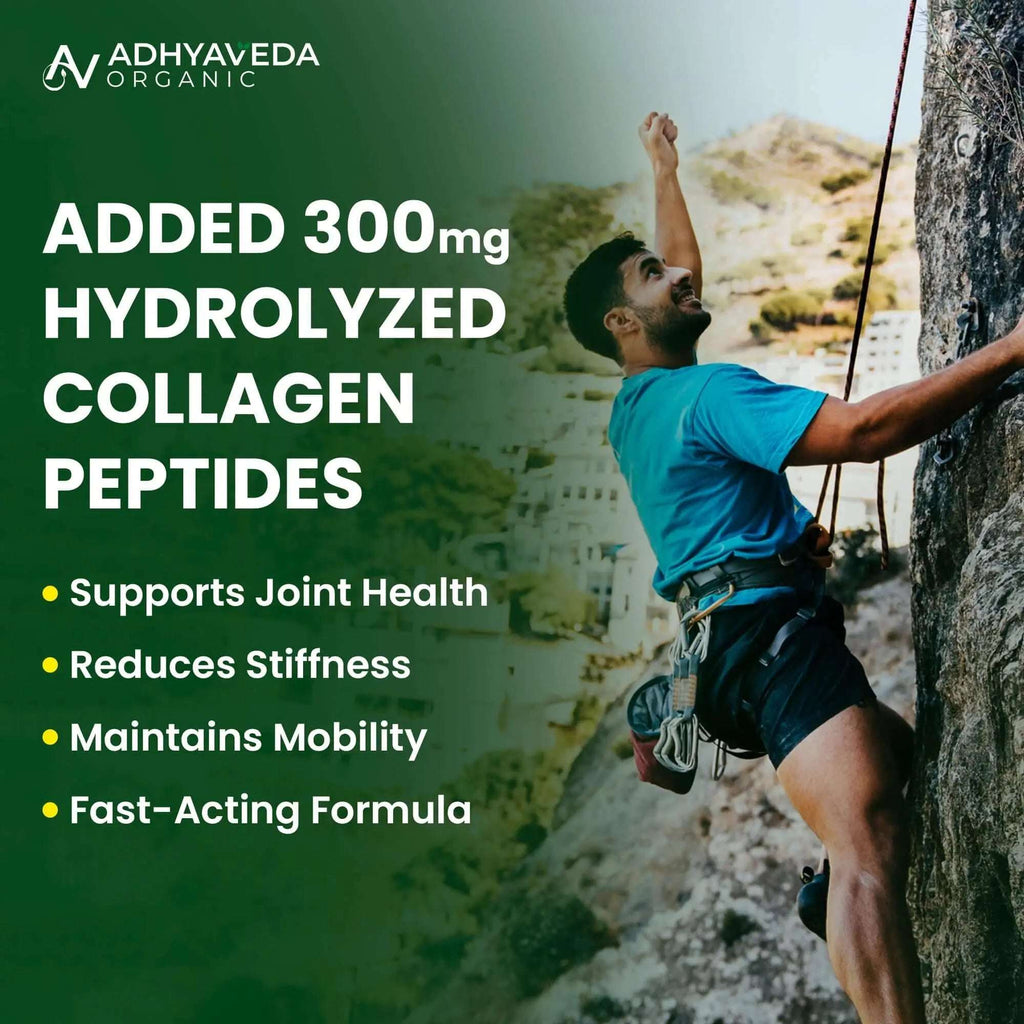 Adhyaveda Joint Support | Glucosamine, MSM, Collagen, Boswellia & Turmeric | Flexibility & Pain Relief Supplement | 120 Tablets - Adhyaveda