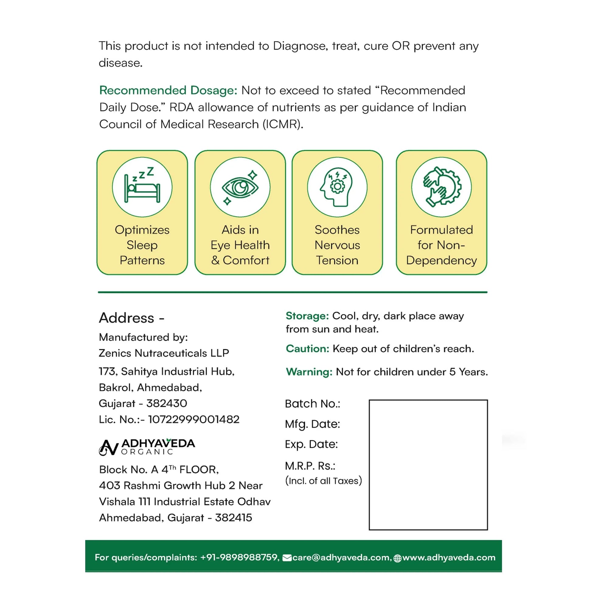 Adhyaveda Organic Melatonin with Tagar & Vitamin B6 | 120 Veg Capsules | Wellness & Sleep Support | Non-habit forming & Safe - Adhyaveda