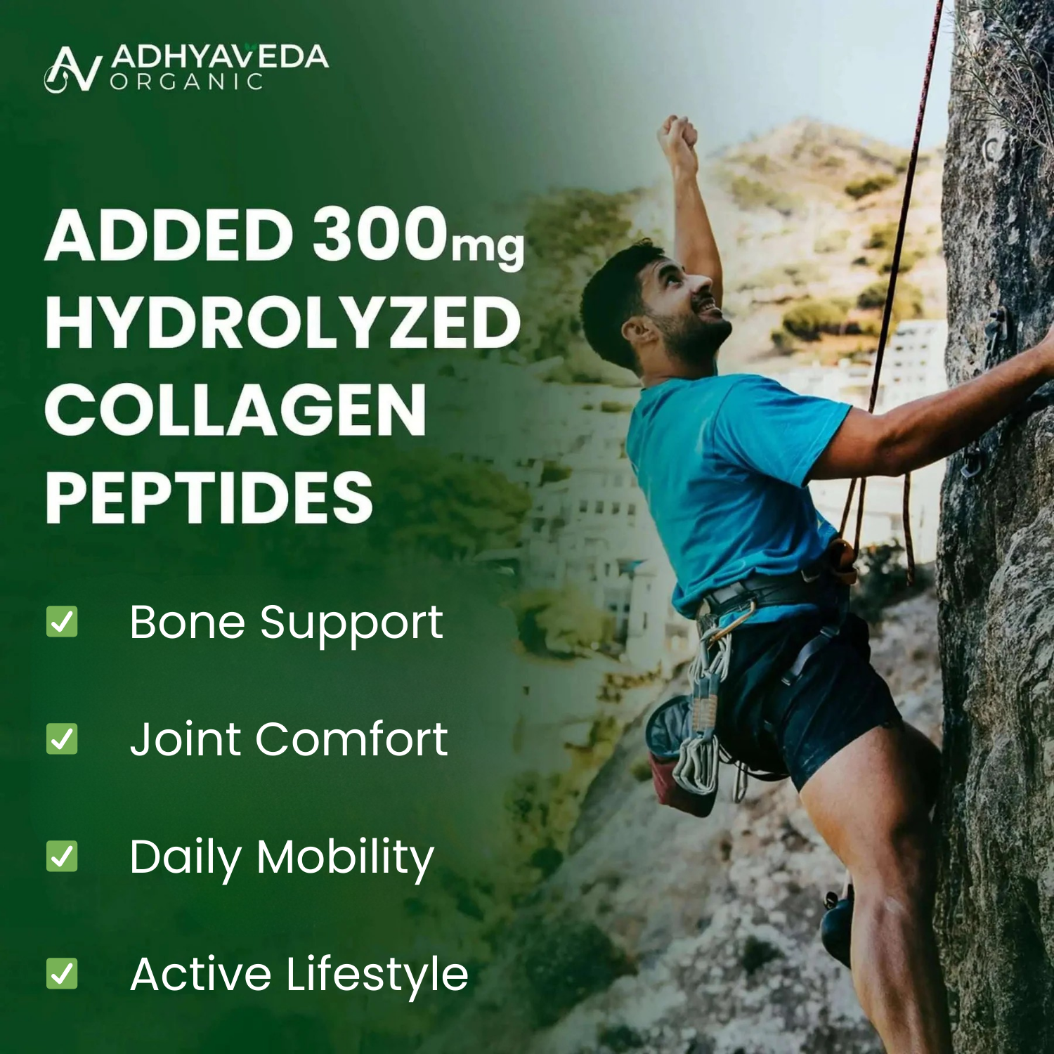 Adhyaveda Calcium Magnesium Zinc | Joint Support Vitamin D3, B12 & K2 | Daily Lifestyle Support | Sugar-free Supplement || Glucosamine, MSM, Collagen, Boswellia & Turmeric | Flexibility & Pain Relief