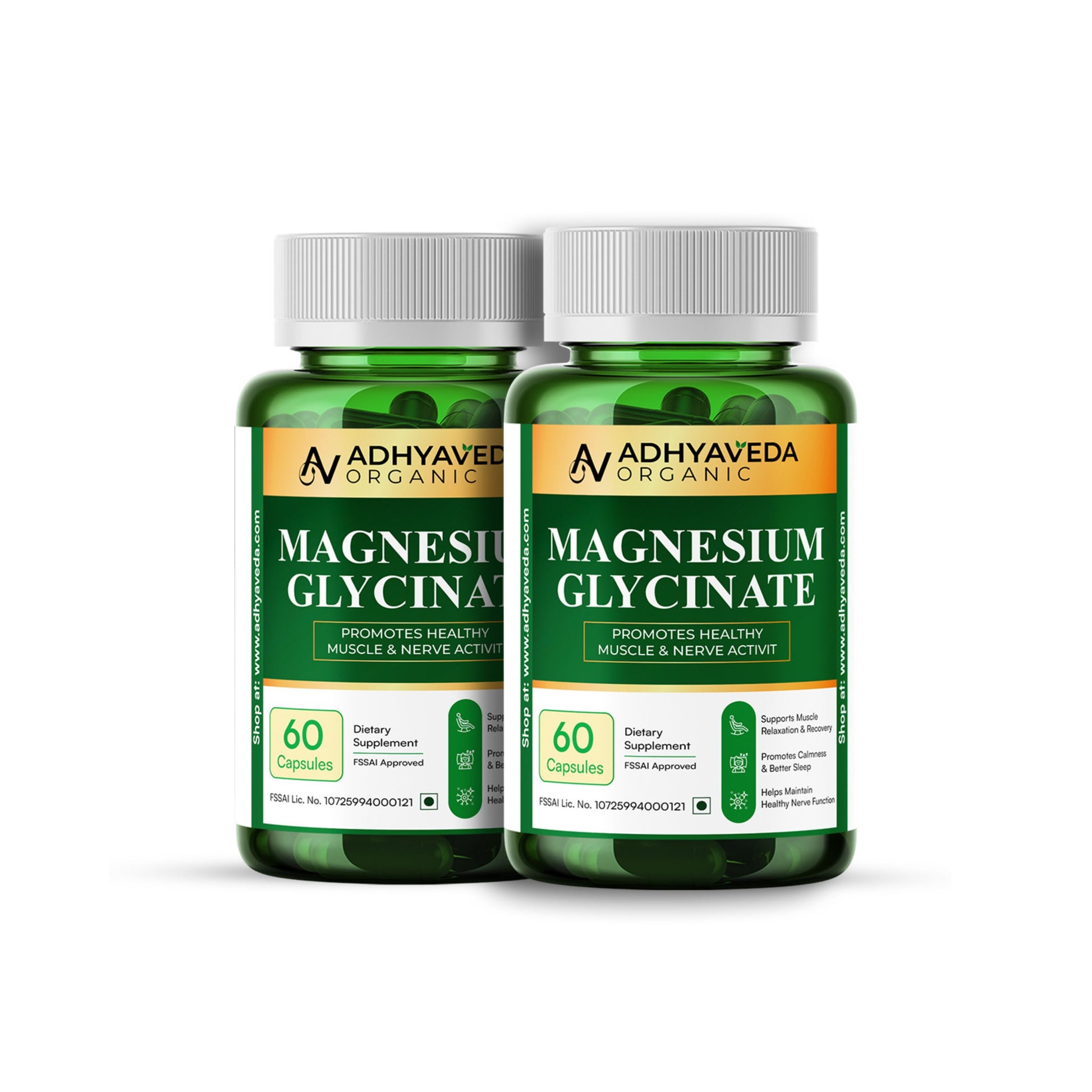 Adhyaveda Magnesium Glycinate Promotes Healthy Muscle and Nerve Activity
