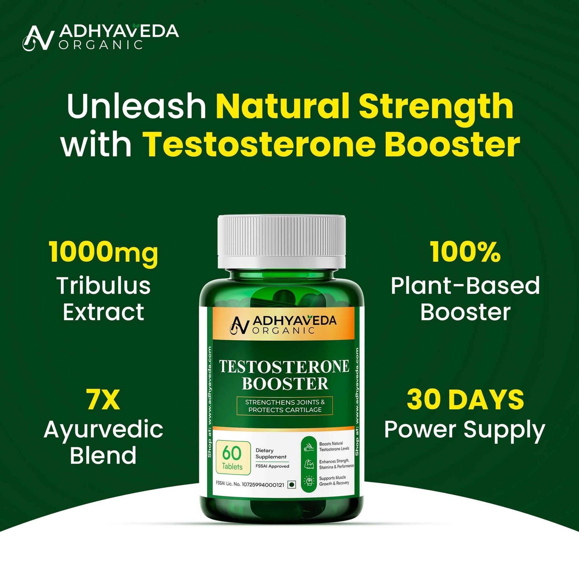 Adhyaveda Testosterone Booster - Unleash Natural Strength 