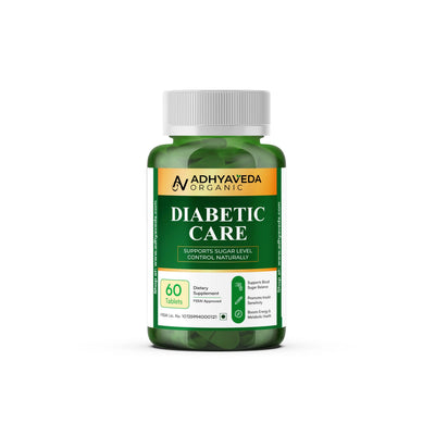 Adhyaveda Diabetic Care | Ayurvedic Blend of Karela, Jamun & Giloy | Supports Sugar & Metabolic Health | 60 Tablets - Adhyaveda