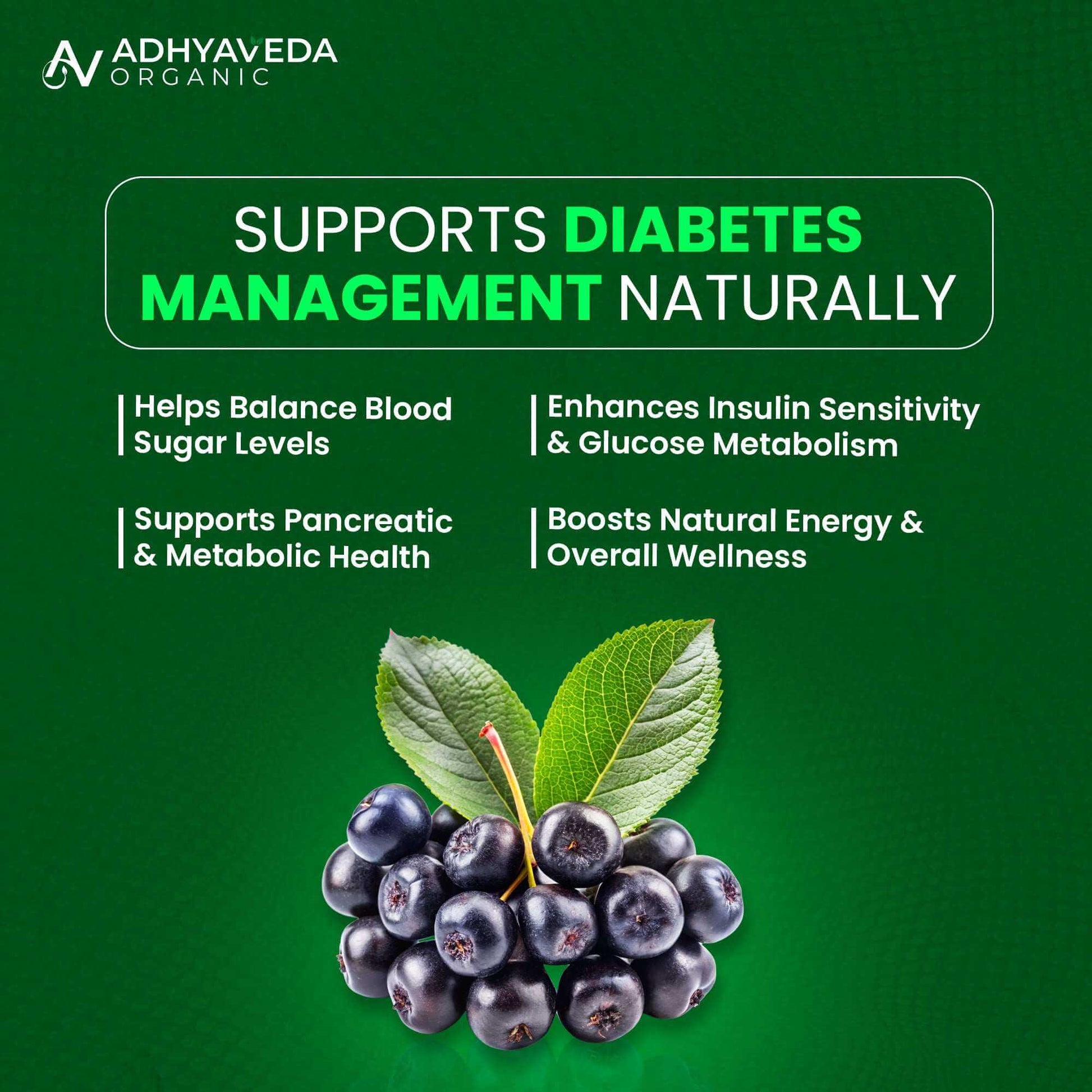 Adhyaveda Diabetic Care | Ayurvedic Blend of Karela, Jamun & Giloy | Supports Sugar & Metabolic Health | 120 Tablets - Adhyaveda