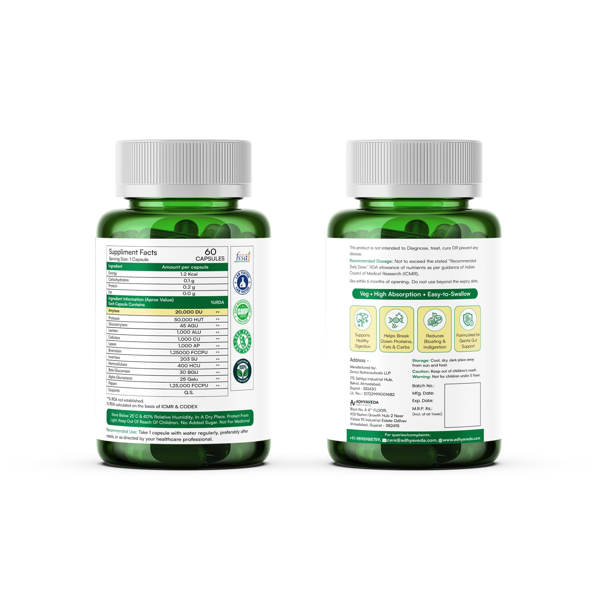 Adhyaveda Digestive Enzyme Capsules | Gut Health, Bloating & Indigestion Relief