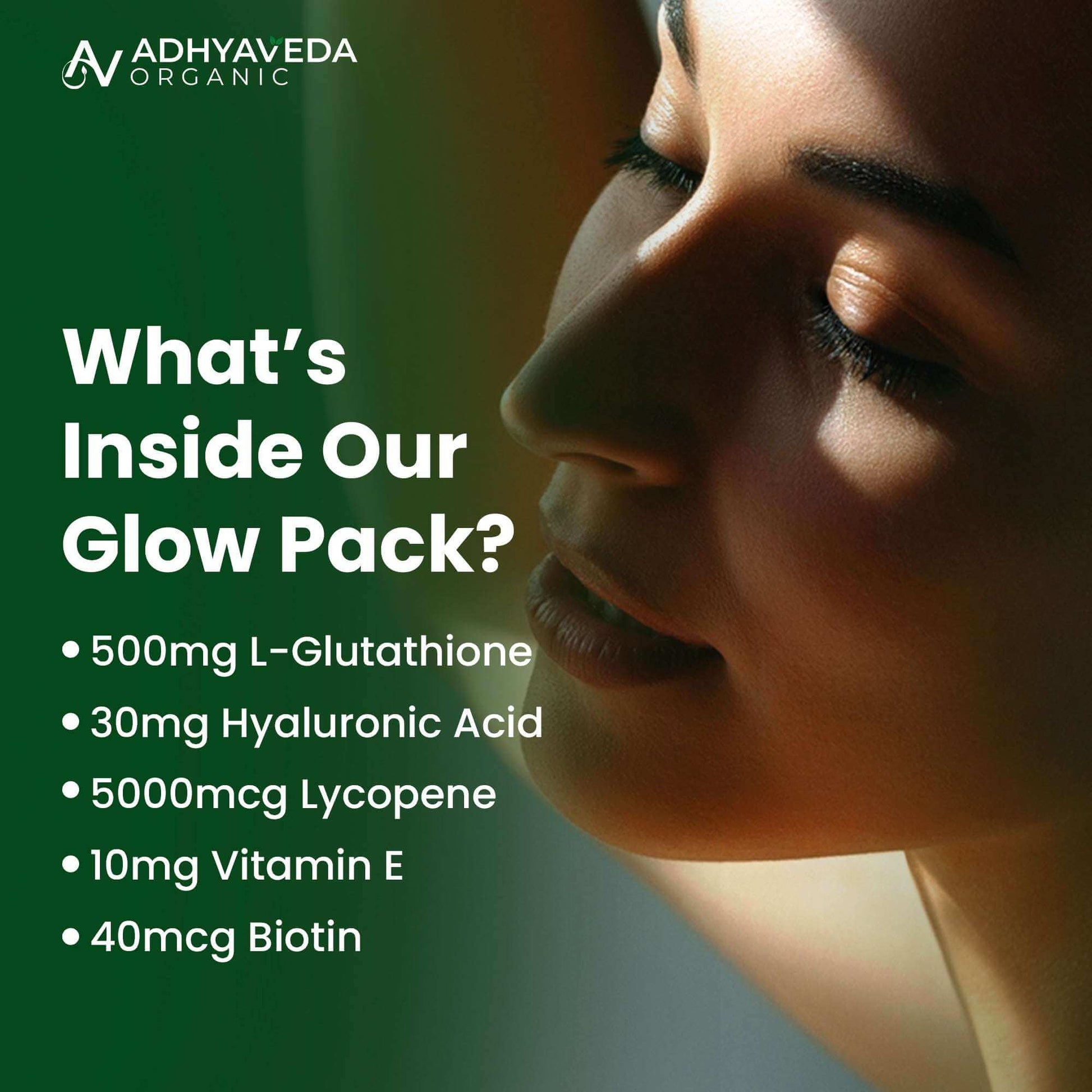 Adhyaveda L-Glutathione | Vitamin C, Amla, Grape Seed & Zinc | Skin Brightening, Antioxidant | 120 Vegan Capsules | Cellular Detox Formula - Adhyaveda