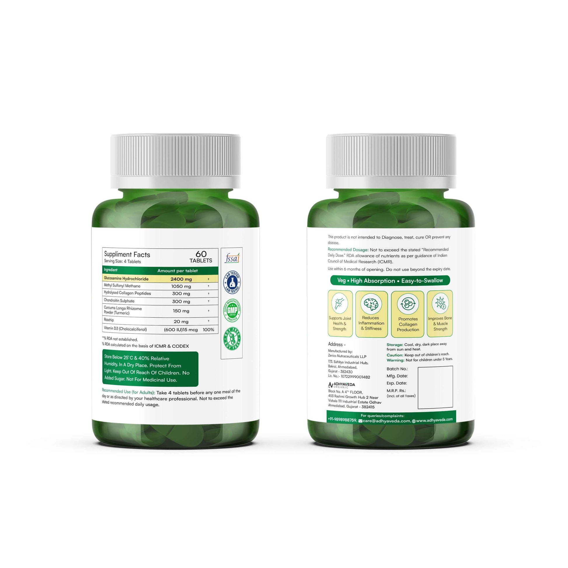 Adhyaveda Joint Support Tablets | Flexibility, Cartilage & Pain Relief Supplement