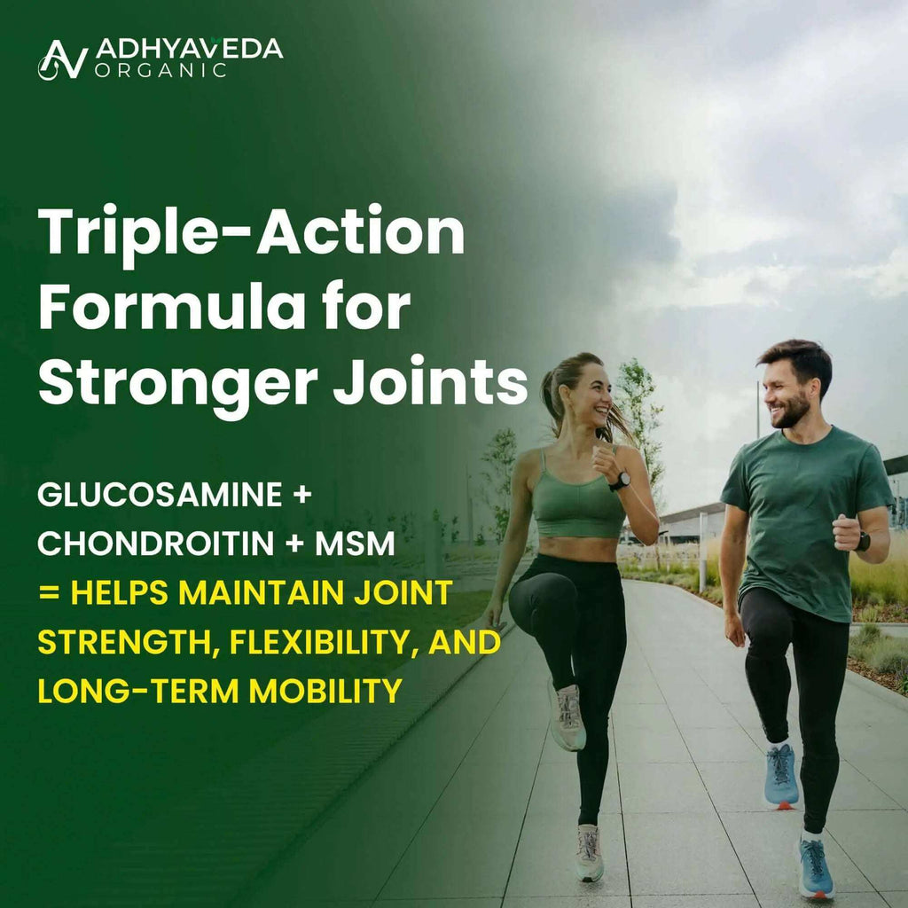 Adhyaveda Joint Support | Glucosamine, MSM, Collagen, Boswellia & Turmeric | Flexibility & Pain Relief Supplement | 120 Tablets - Adhyaveda