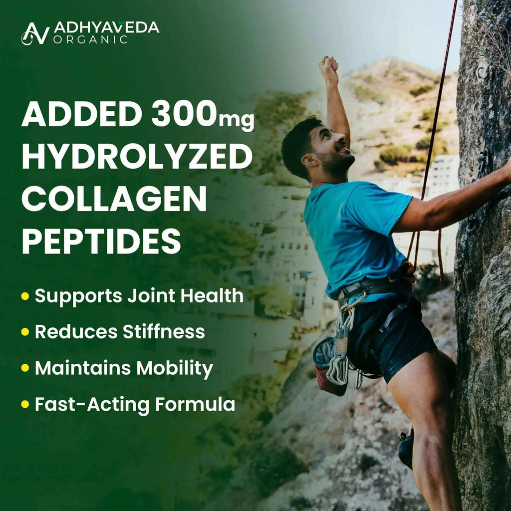 Adhyaveda Joint Support | Glucosamine, MSM, Collagen, Boswellia & Turmeric | Flexibility & Pain Relief Supplement | 120 Tablets - Adhyaveda