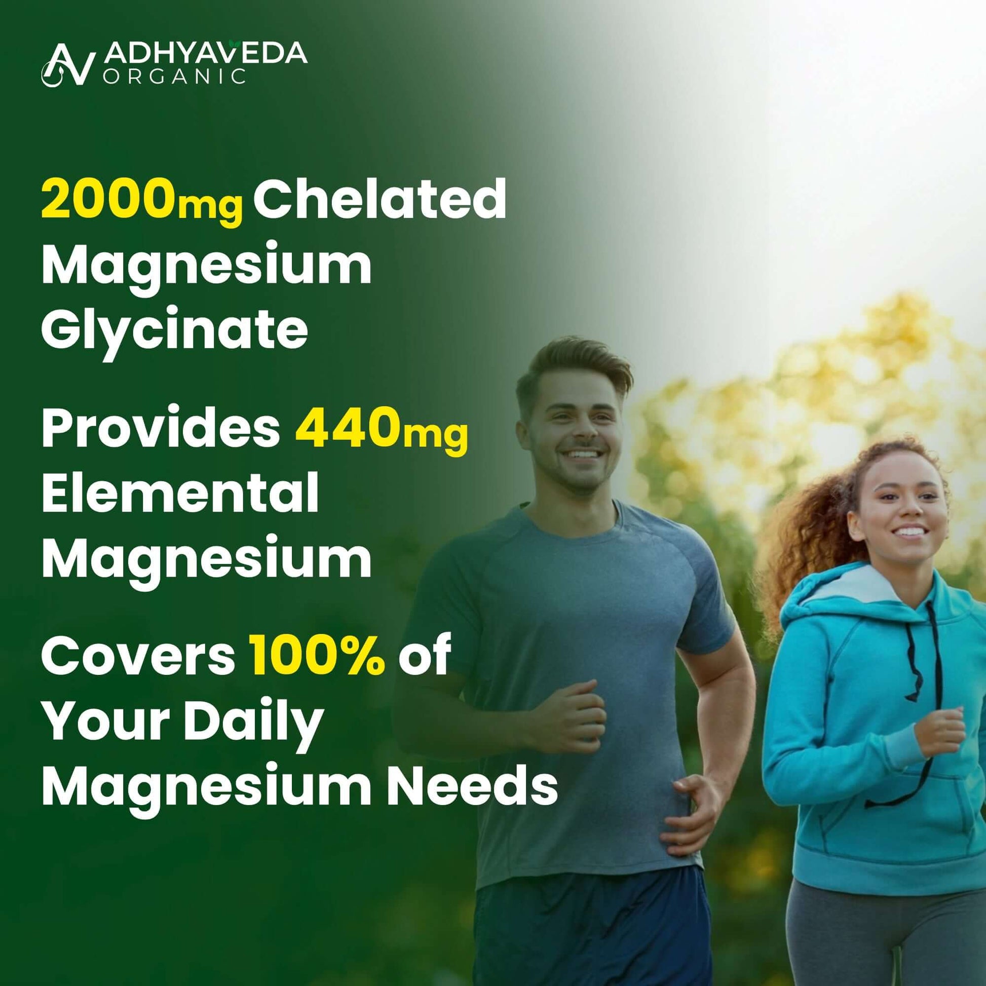 Adhyaveda Magnesium Glycinate Capsules | Muscle Relaxation, Sleep & Nerve Function
