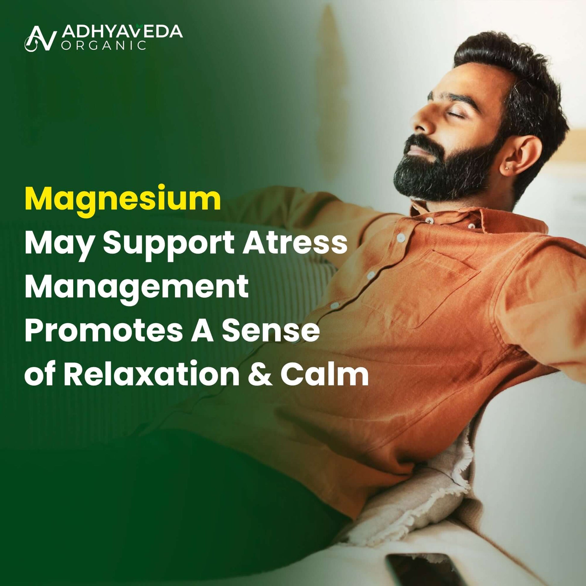 Adhyaveda Magnesium Glycinate Capsules | Muscle Relaxation, Sleep & Nerve Function