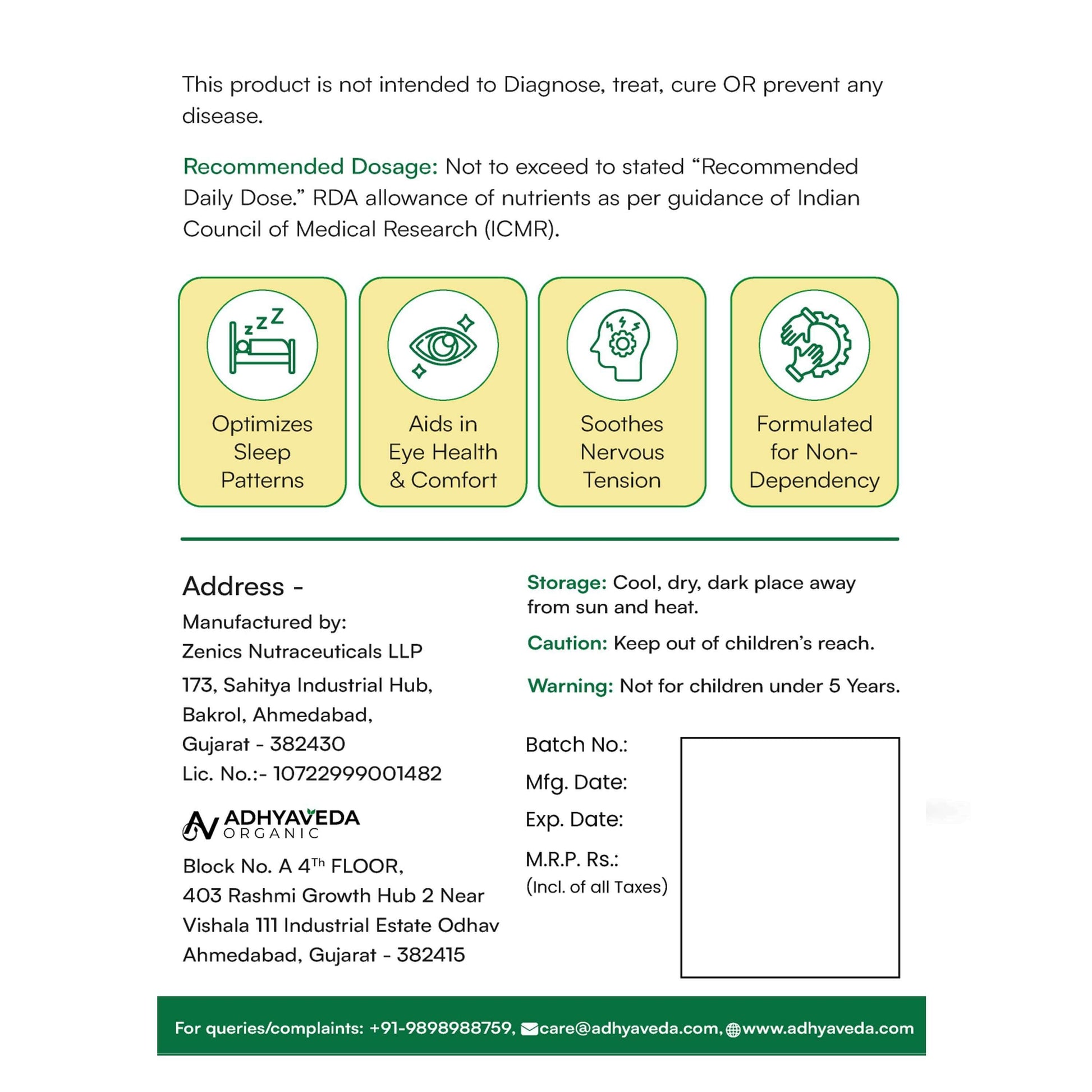 Adhyaveda Organic Melatonin with Tagar & Vitamin B6 | 120 Veg Capsules | Wellness & Sleep Support | Non-habit forming & Safe - Adhyaveda